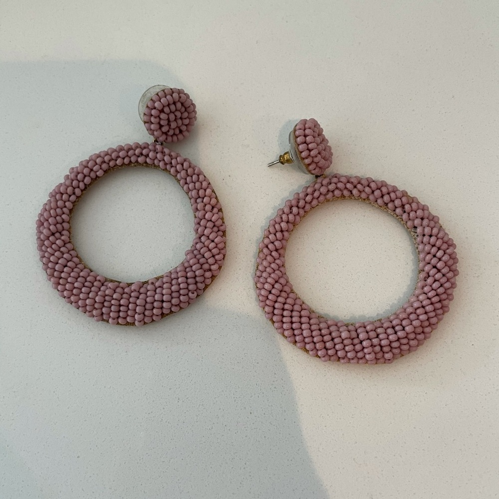Anthropologie Pink Beaded Drop Earrings